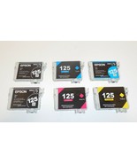 6 Used Empty Epson 125 Black &amp; Color Ink Cartridges Lot - £15.53 GBP
