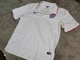 Vintage 2014 Nike Dri-Fit Team USA White/Blue/Red Stripes Soccer Jersey Men L - $70.13