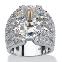 PalmBeach Jewelry 10.82 TCW Cubic Zirconia .925 Sterling Silver Engagement Ring - £64.28 GBP