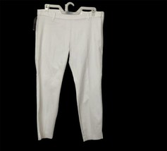 H&amp;M Cream Size 14 Side Zip Bottom Side Slit Super Stretch Trouser Casual... - £17.41 GBP