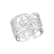 Timeless Linked Lily Flowers Outline Band .925 Sterling Silver Ring-9 - £15.69 GBP