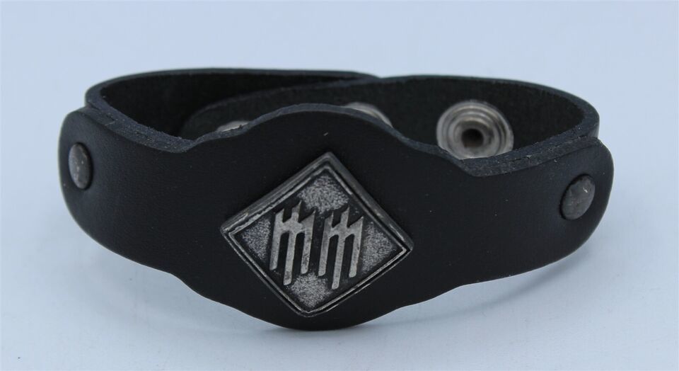 Alchemy Gothic 2004 Marilyn Manson Vintage Leather and Pewter Cuff Bracelet - £21.04 GBP