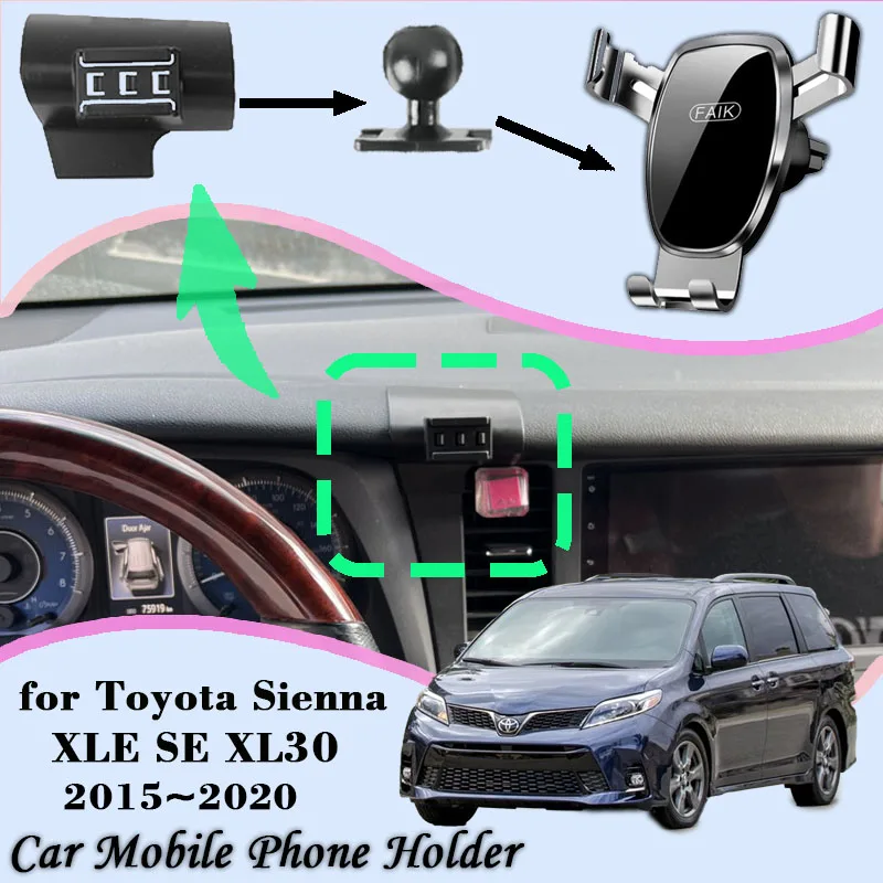 Car Mobile Cell Stand for Toyota Sienna XLE SE XL30 2015~2020 Air Vent Clip - £14.45 GBP+