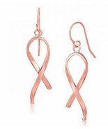 Pink Ribbon Earrings, 14K Rose Gold, pierced, fish hook 1 pair, breast c... - €155,68 EUR