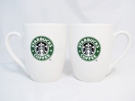 Starbucks 2007 Set of 2 White Tapered Coffee Mug Cup Mermaid Siren Logo 10.2 Oz - £23.29 GBP