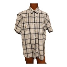 Lucky Brand Western Shirt Mens Size XL Pearl Snap Plaid Short Sleeve Blu... - £14.08 GBP
