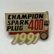 1991 Champion Spark Plug 400 Michigan Speedway Racing Race Enamel Lapel Hat Pin - £6.21 GBP