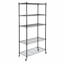 5 Tier Wire Shelves Rack Storage Unit Rolling With 4 Wheels Casters Larg... - £75.69 GBP