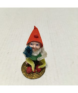 Pine cone pipe cleaner vintage elf gnome red hat white beard made in Japan - $25.69