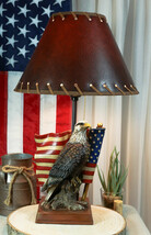Patriotic Bald Eagle With American Flag Memorial Table Lamp Figurine 19&quot;... - $69.95