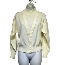 vintage nicole curie V-neck Beige pullover Long Sleeve sweater Size S - $28.70