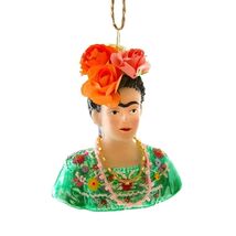 FRIDA KAHLO ORNAMENT 3" Glass Bust Iconic Mexican Feminist Artist Christ... - $12.95