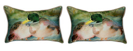 Pair of Betsy Drake Mallards Large Pillows 15 Inch x 22 Inch - £69.65 GBP