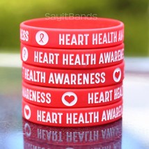 Set of Heart Health Awareness Wristbands - Red Debossed Silicone Bracele... - €5,91 EUR+