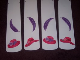 CUSTOM Red Hats &amp; Purple Feathers Decorated CEILING FAN With LIGHT - $2,260.58 MXN