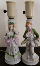 Set of Two (2) Vintage Colonial Lamps Ceramic/Porcelain 9.5&quot; Tall Made i... - €68,83 EUR