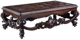 Cocktail Table Baroque Rococo Carved Wood Distressed Walnut, Antique Textured - £1,386.37 GBP