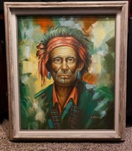 Original Oil Painting Native American Man Signed K. Nicklaus  - £145.34 GBP