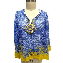 Soft Surroundings Sheer Beaded Blouse PL — Italian Riviera Vibes, Swim C... - $59.35