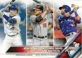 2016 Topps AL League Leaders RBI Josh Donaldson #162 Card Chris Davis NY Yankees - $1.77