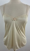 Vintage Bari Women&#39;s M Camisole Cami Ivory 100% Nylon Lace Stretch Straps - £9.03 GBP