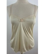 Vintage Bari Women&#39;s M Camisole Cami Ivory 100% Nylon Lace Stretch Straps - £8.50 GBP