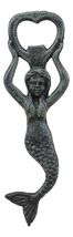 Rustic Vintage Verdigris Cast Iron Nautical Siren Mermaid Beer Bottle Op... - $15.49