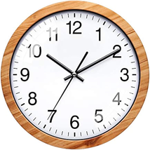 10 Inch Wooden round Wall Clock Silent &amp; Non-Ticking Retro Wall Clock Op... - $29.21