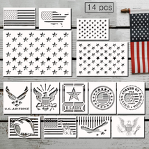 14 Pcs American Flag Stencil Templates &amp; Star Stencil &amp; Navy Stencil for Paintin - £13.86 GBP