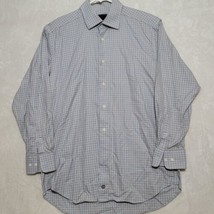 David Donahue Dress Shirt Adult 16-32/33 Blue Long Sleeve Check Button Up Men&#39;s - £18.75 GBP