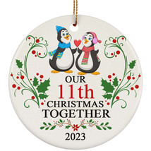 Funny Couple Penguin Ornament Gift 11th Wedding Anniversary 11 Years Christmas - £11.11 GBP