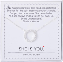 Gift for Women Girls Sterling Silver Circles Necklace Courage Strength Necklace - £33.78 GBP