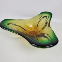 Vintage Murano Style Hand Blown Glass Candy Dish 10 Inch - £34.65 GBP