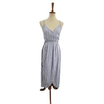 Cooperative Urban Outfitters Blue Stripe Wrap Dress Size Medium - £24.90 GBP