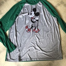 Disney &quot;Mickey Mouse&quot; print sleep shirt size XL Raglan Sleeve Solid Gree... - £22.69 GBP