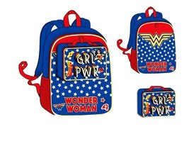 WONDER WOMAN 16&quot; Full-Size Backpack w/ Attached Insulated Lunch Tote Box NWT $30 - £15.86 GBP
