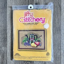 1981 Jiffy Stitchery Crewel Kit Tole Ware and Fruit Barbara Jennings 250 - $16.57