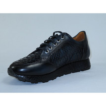 Men's GENIO Turkey Genuine Python Snake Leather Shoes 120197327 Dark Blue image 3