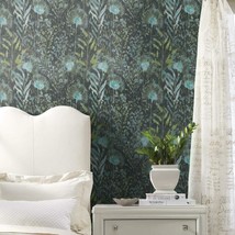 Black And Teal Dandelion Peel And Stick Wallpaper By Roommates. - £33.76 GBP