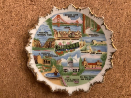Vintage Retro Style Travel California Souvenir Plate Wall Hang approx 4&quot; - $152.72 MXN