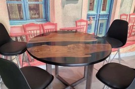 Round Epoxy Resin Coffee Table Top Outdoor Furniture Epoxy Walnut Live E... - $434.94+