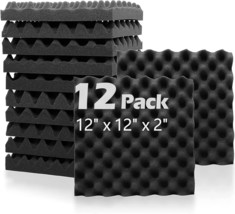 Acoustic Panels Sound Absorbing 12 Pack, 12&quot;X12&quot;X2&quot; Sound Proof Foam Pan... - £26.01 GBP