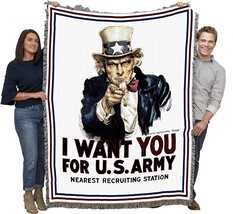 Uncle Sam Recruiting Poster Blanket, Us Army, World War I, Gift, Woven From - £61.30 GBP