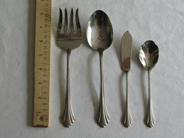 Oneida Bancroft Stainless 4 Serving Pieces: Solid Spoon Meat Fork Butter... - £12.48 GBP