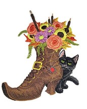 Custom and Unique Happy Halloween [ Halloween Boot Bouquet ]Embroidered Iron on/ - £25.71 GBP