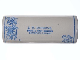 Blue and White Stoneware Cameron, Texas Advertising Rolling Pin c.1905 j... - £541.43 GBP