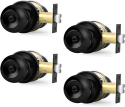 round Ball Style Privacy Door Locks, Flat Black Interior Door Knobs Fo - £109.46 GBP