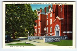 School For The Deaf Building Morganton North Carolina Linen Postcard Unused - $15.68