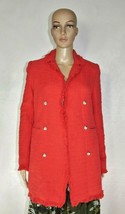 Orange Red Tweed Open Front Jacket Blazer Carolina Belle Montreal  Wm Small EUC - £47.44 GBP