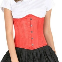 Red Satin Spiral Steel Boned Burlesque Costume Waist Training Underbust ... - $58.99